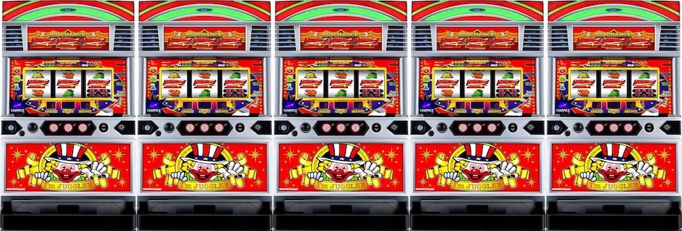 ネオアイム5台並び ネオアイジャグ ネオアイムジャグラー